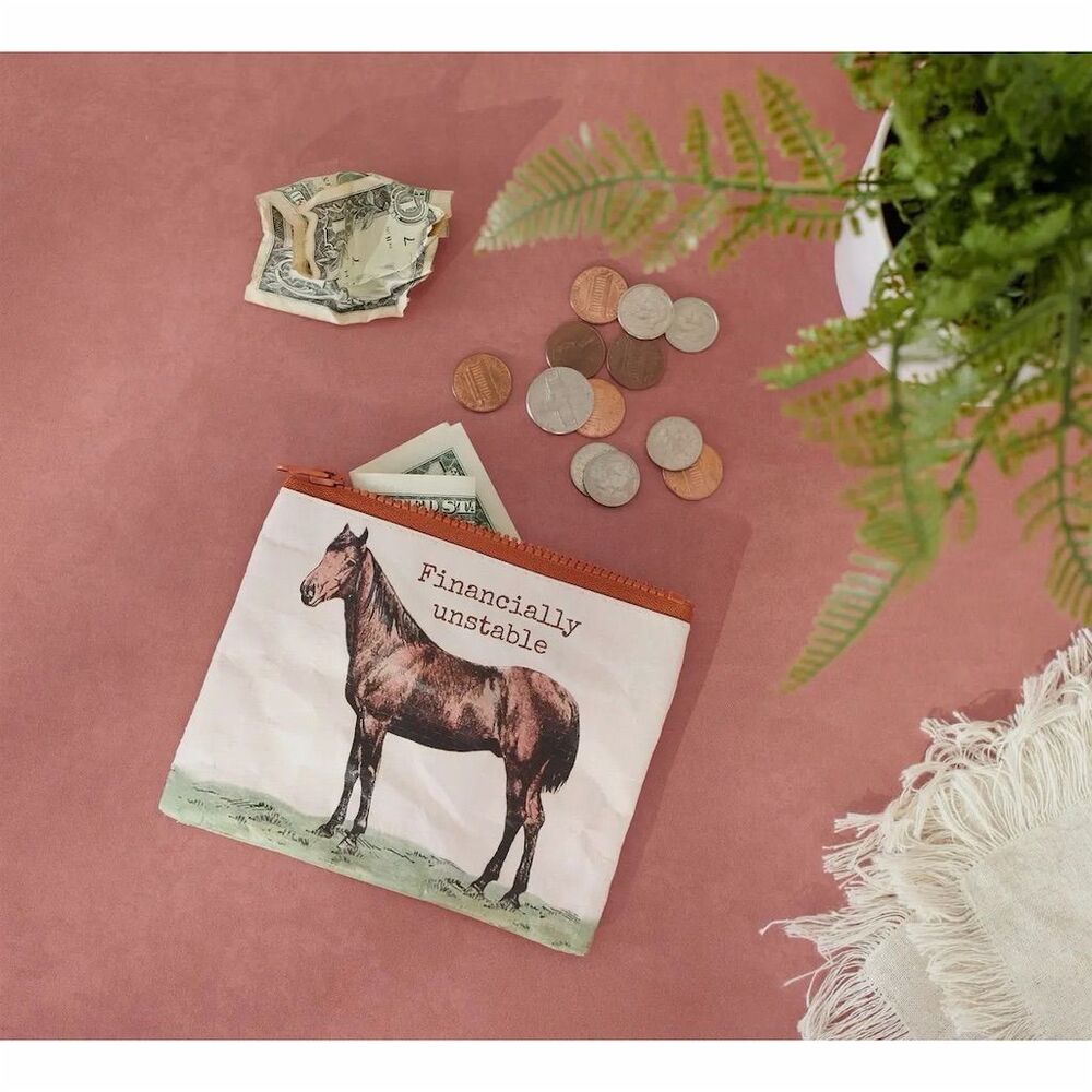 Primitives By Kathy "Financially Unstable" Horse Zipper Wallet Humor - Picture 3 of 3